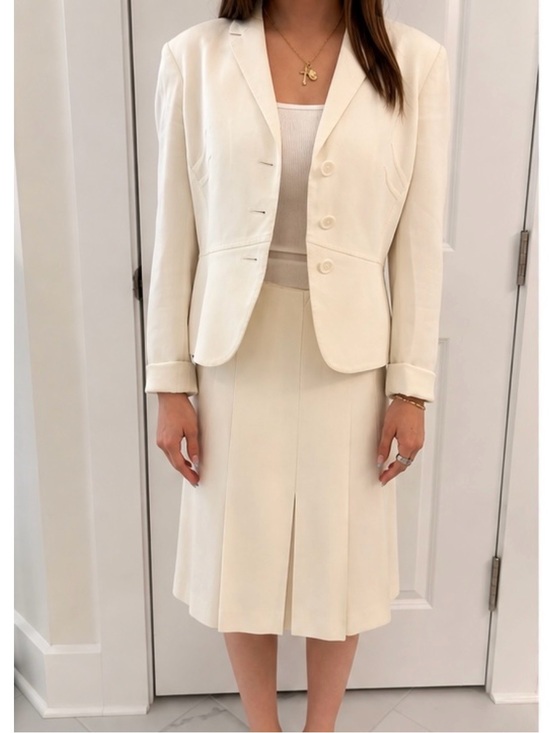 Prada Dresses & Skirts - VINTAGE PRADA Cream Pleated Buisness Suit